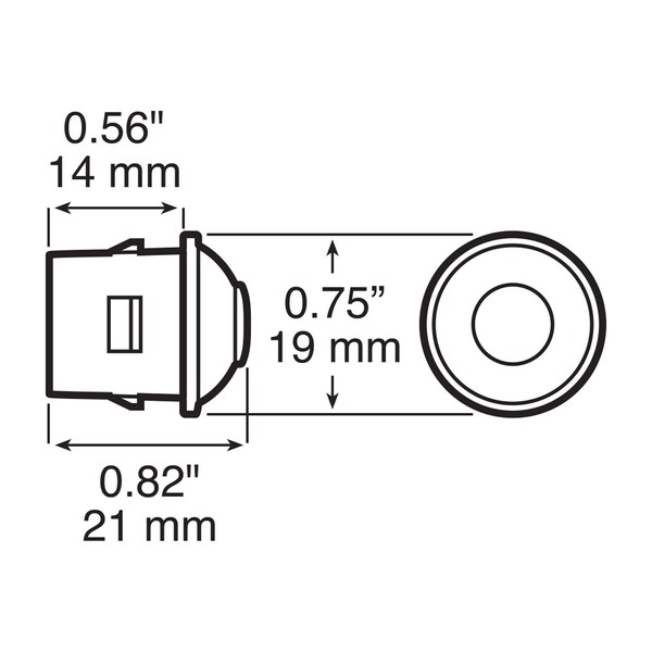 3/4IN RED PC RATED CLEARANCE/SIDE MARKER. BLUNT CUT WIRES.